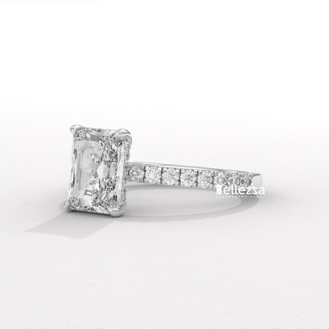 2.0-3.0CT Radiant Diamond Pave Setting Lab Grown Engagement Ring