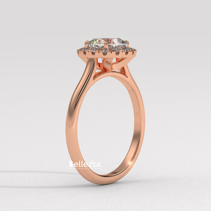 1.0-2.0CT Cushion Cut Lab Grown Diamond Halo Setting Engagement Ring