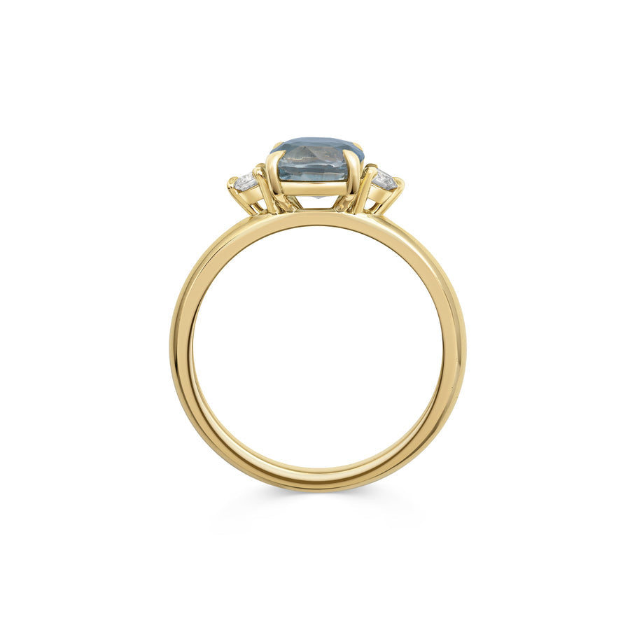 1.50CT Light Blue Cushion Cut Three Stone Lab Grown Engagement Ring