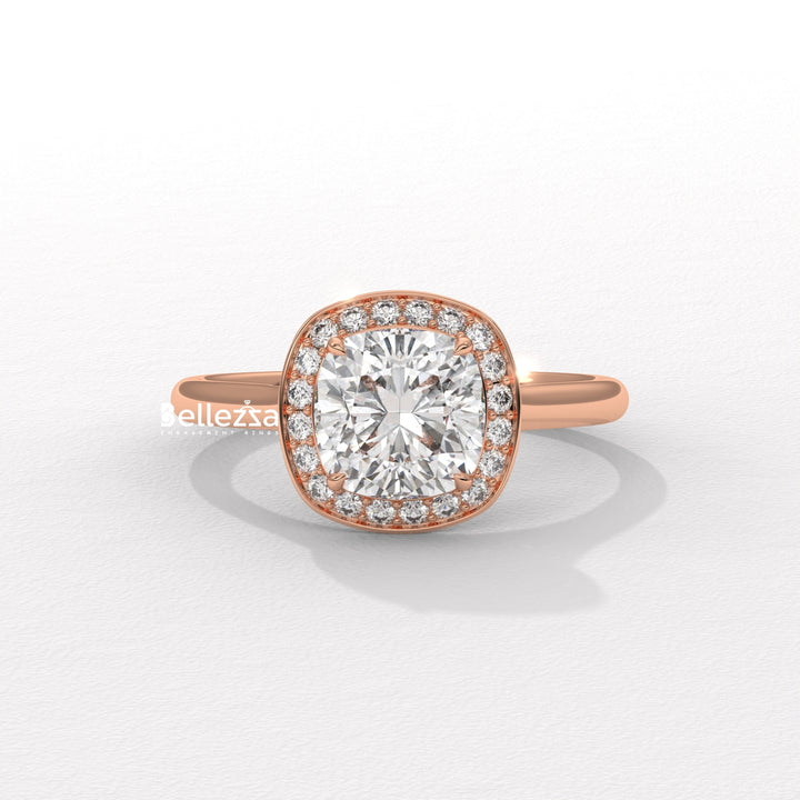 1.50-2.50CT Cushion Cut CVD Diamond Halo Setting Engagement Ring