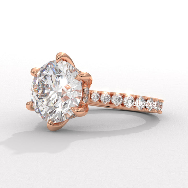1.50-2.50CT Round Diamond Pave Setting Lab Grown Engagement Ring