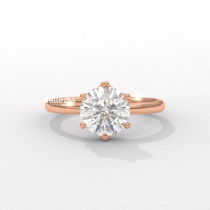 1.0-2.0CT Round Diamond Solitaire Lab Grown Engagement Ring
