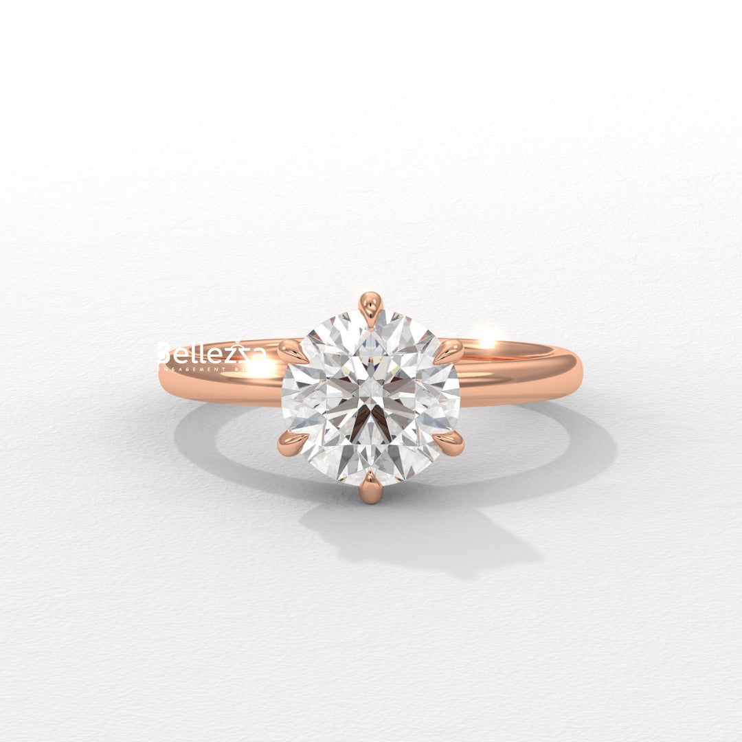 1.0-2.0CT Round Diamond Solitaire Setting Lab Grown Engagement Ring