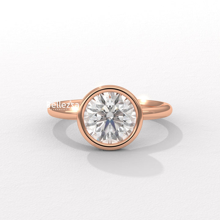 1.50-2.50CT Round Diamond Bezel Setting Lab Grown Engagement Ring