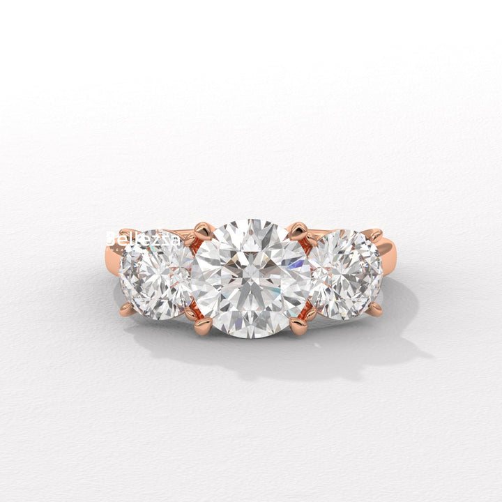 1.50-2.50CT Round Diamond Three Stone Lab Grown Engagement Ring