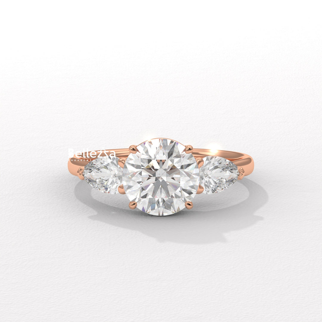 1.50-2.50CT Round Diamond Three Stone Lab Grown Engagement Ring