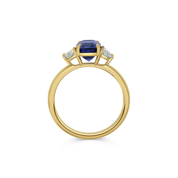2.0CT Octagon Cut Blue Sapphire Three Stone Lab Grown Engagement Ring