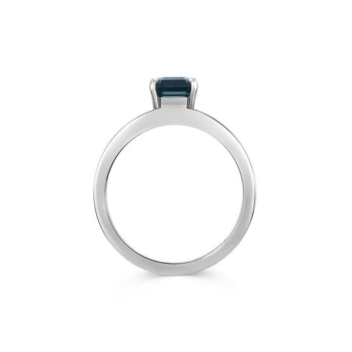 1.50CT Teal Blue Sapphire Emerald Cut Split Shank Lab Grown Engagement Ring