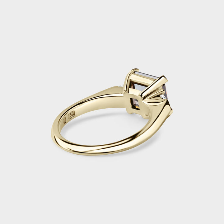 3.0CT Champagne Asscher Diamond Three Stone Setting Lab Grown Ring