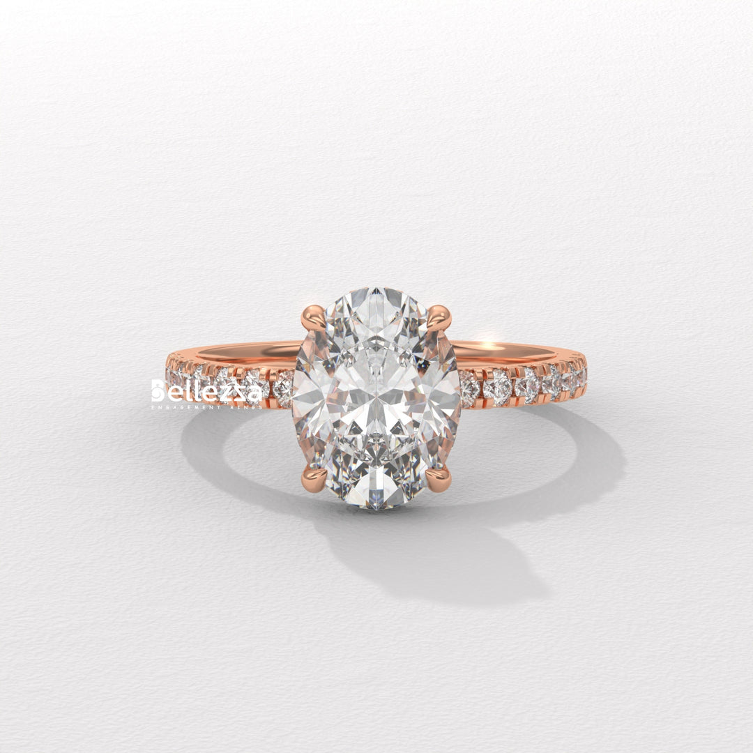 1.50-2.50CT Oval Diamond Hidden Halo Lab Grown Engagement Ring