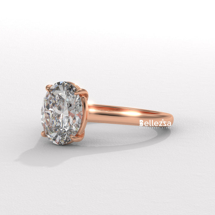 1.50-2.50CT Oval Cut CVD Diamond Hidden Diamond Engagement Ring