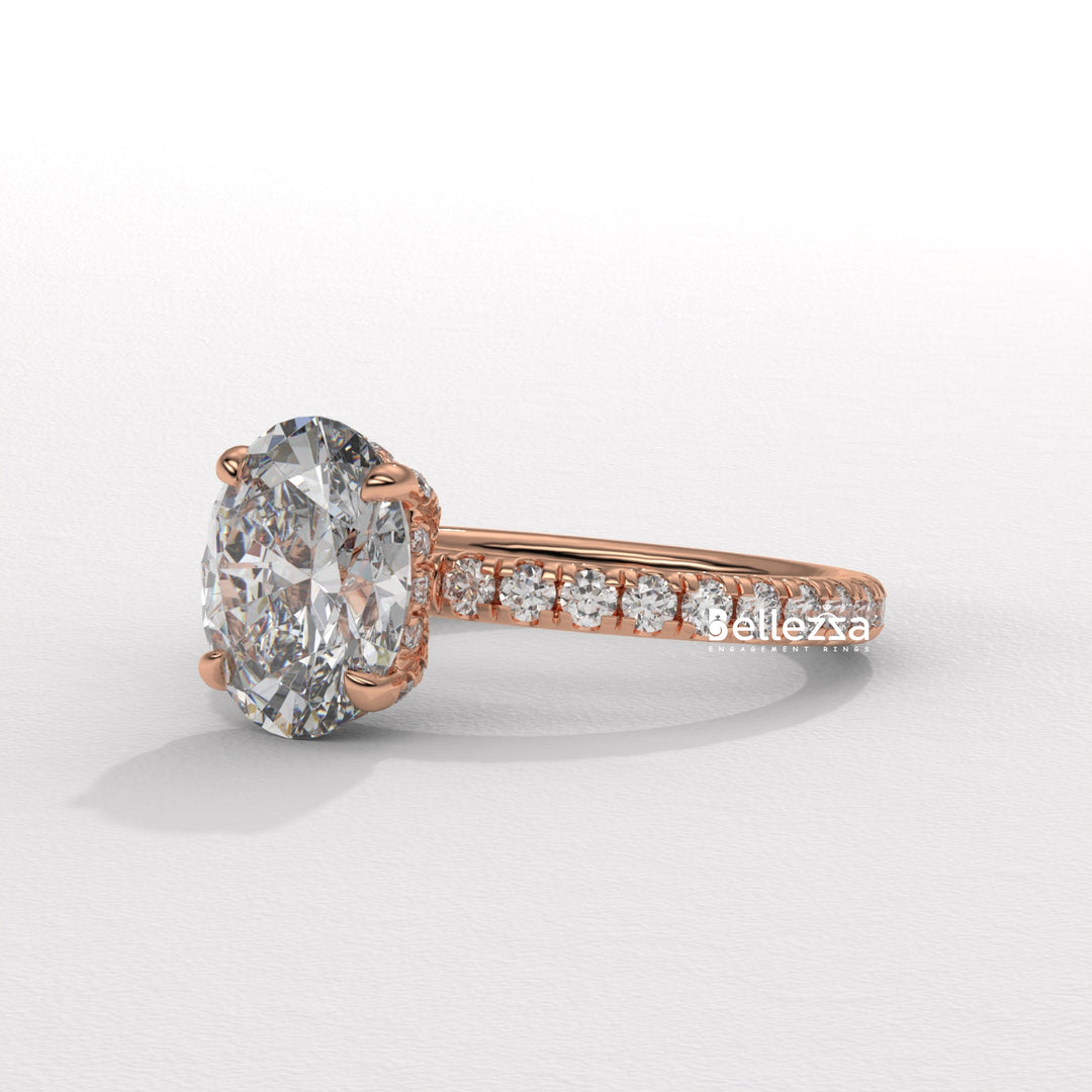 1.50-2.50CT Oval Cut CVD Diamond Pave Setting Engagement Ring