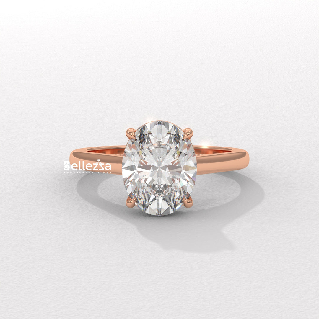 1.50-2.50CT Oval Cut CVD Diamond Hidden Diamond Engagement Ring