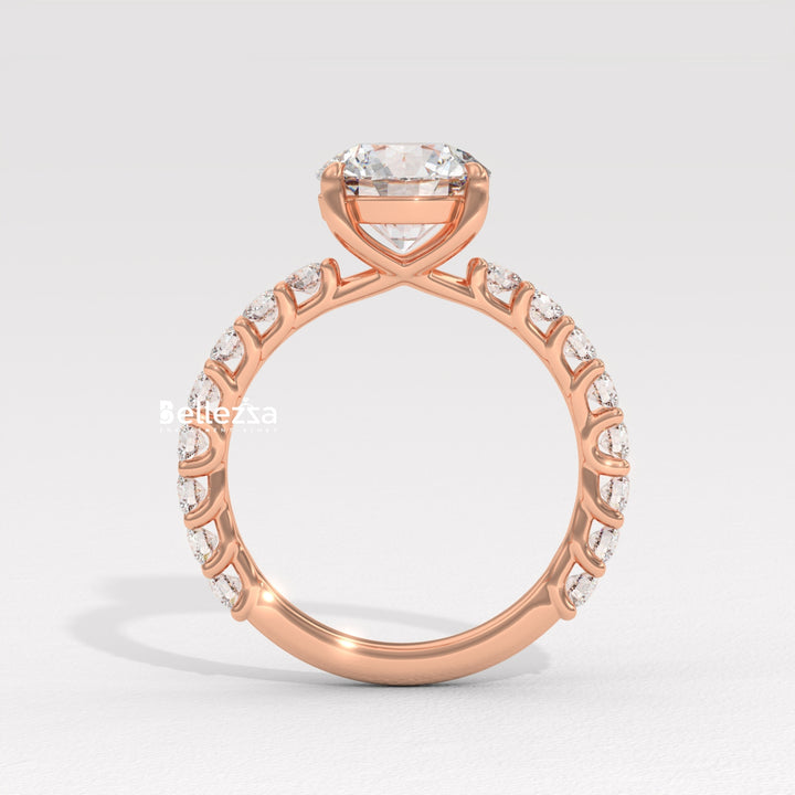 1.50-2.50CT Round Cut Pave Setting Lab Grown Engagement Ring