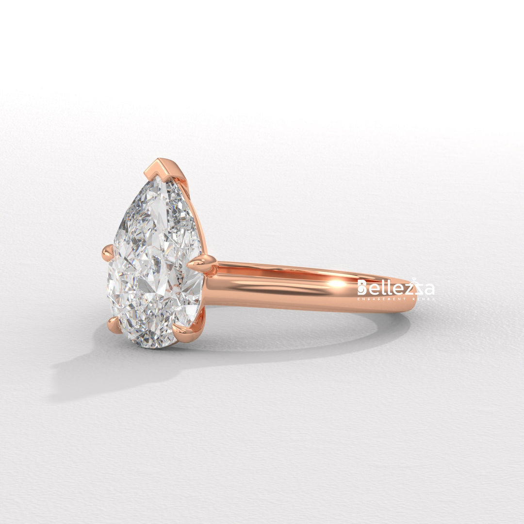 1.50-2.50CT Pear Diamond Solitaire Lab Grown Engagement Ring