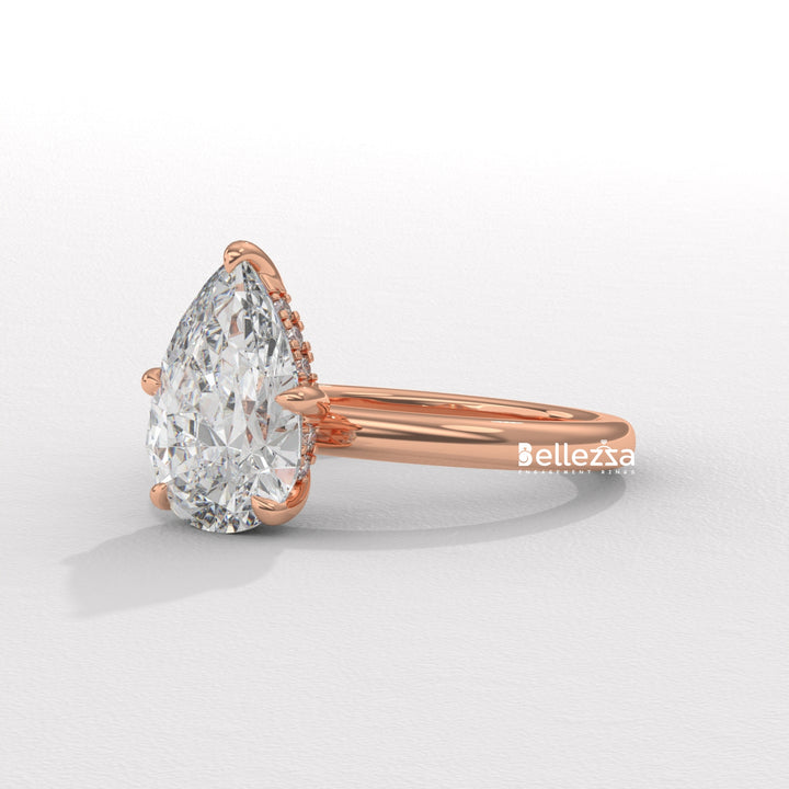 1.50-2.50CT Pear Cut Hidden Halo Lab Grown Engagement Ring
