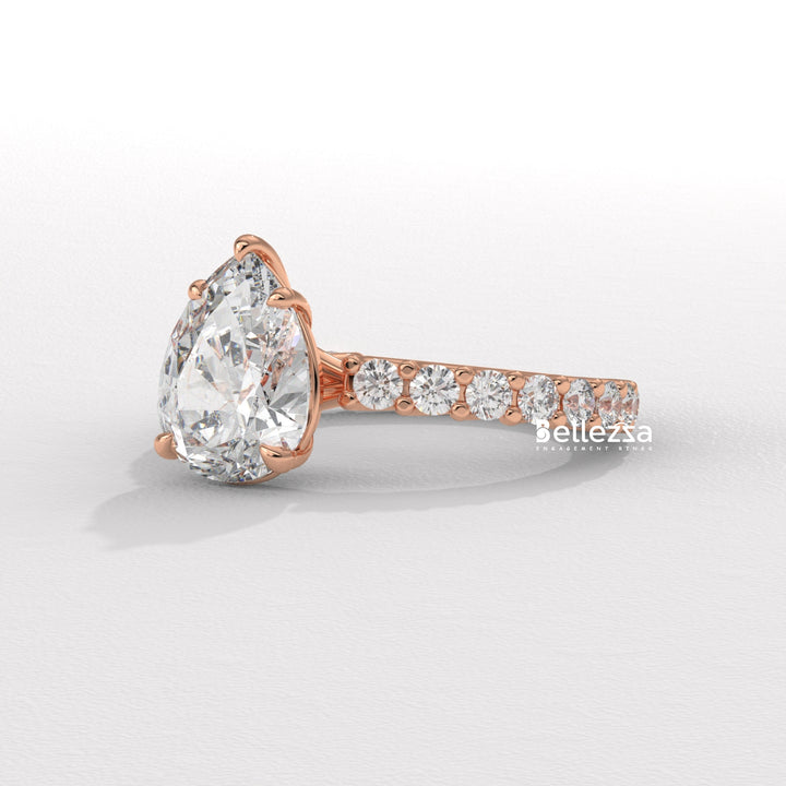 1.50-2.50CT Pear Diamond Pave Setting Lab Grown Engagement Ring