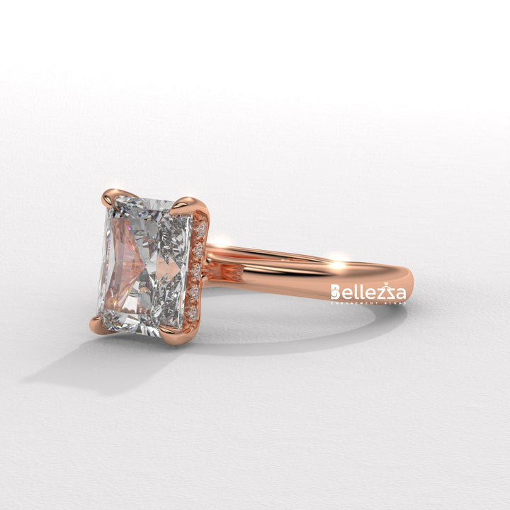 2.0-2.50CT Radiant Cut Hidden Halo Lab Grown Engagement Ring