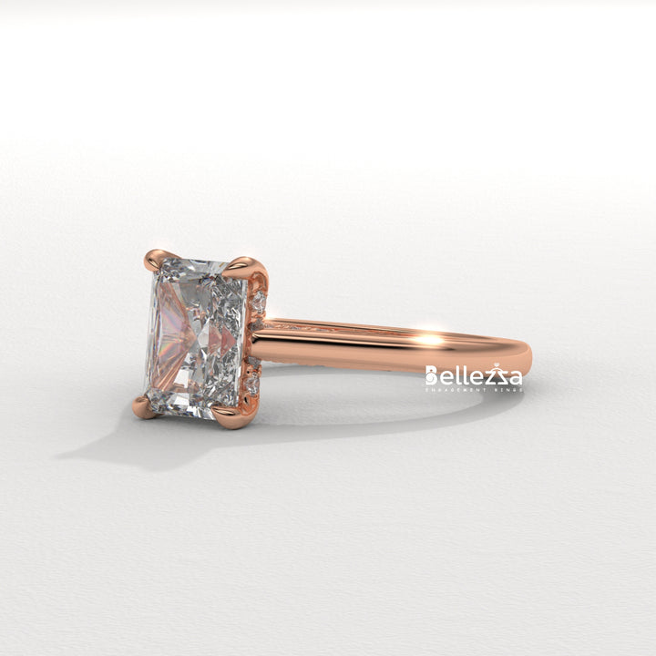 1.50-2.50CT Radiant  Cut Hidden Halo Lab Grown Engagement Ring