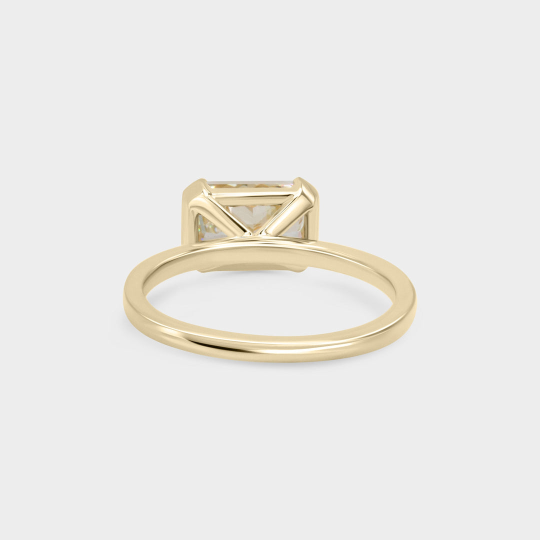 2.0CT Fancy Yellow East-West Radiant Diamond Half Bezel Setting Lab Grown Ring