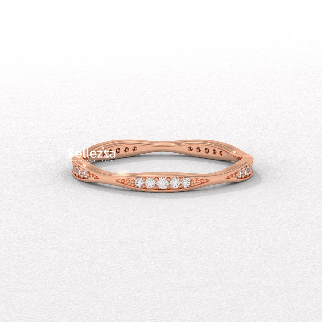 Round Diamond Unique Vintage Style Lab Grown Wedding Band