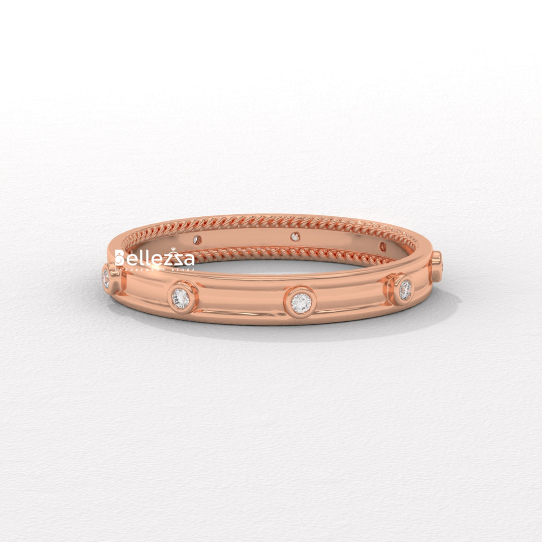 Round Diamond Unique Distance Statment Lab Grown Wedding Band