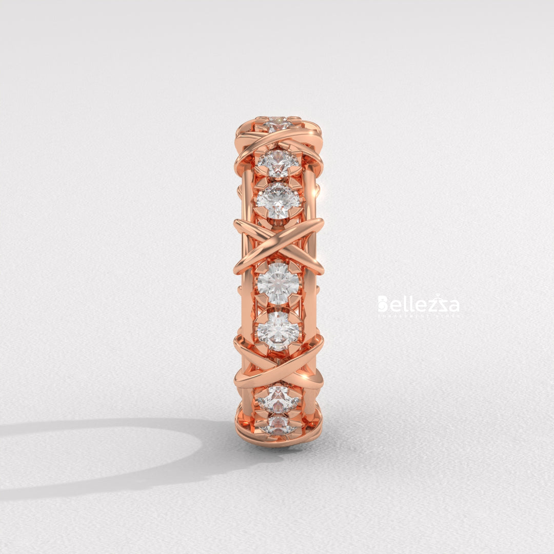 Round Diamond Unique Full Eternity Lab Grown Wedding Band