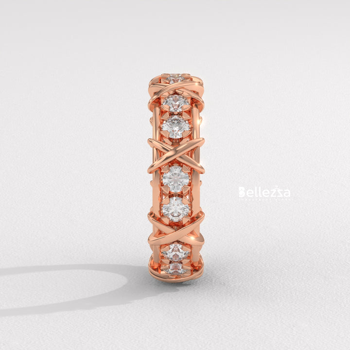 Round Diamond Unique Full Eternity Lab Grown Wedding Band