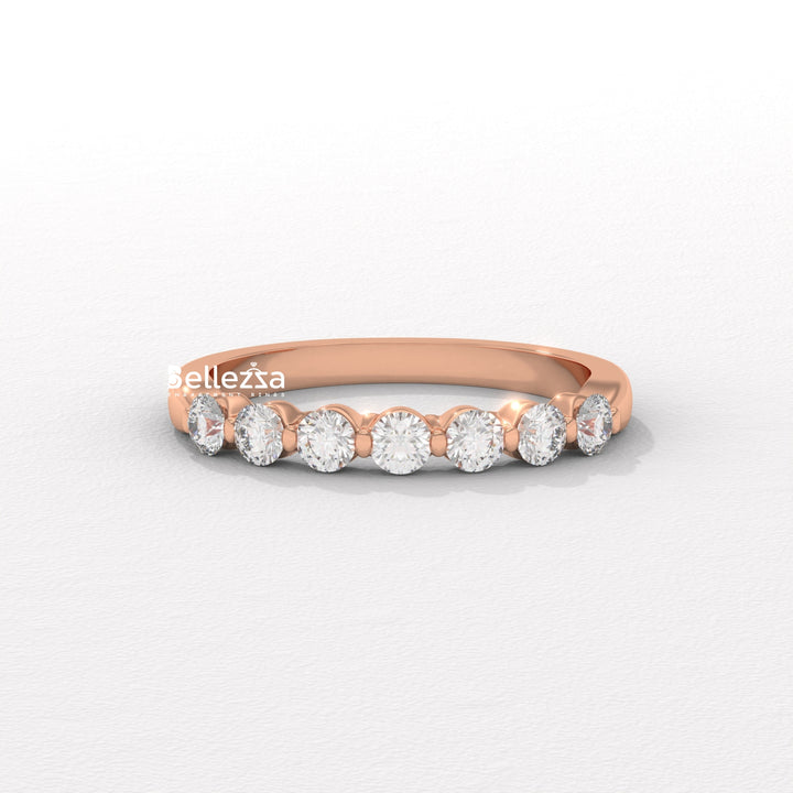 Round Diamond Half Eternity Pave Setting Lab Grown Wedding Band