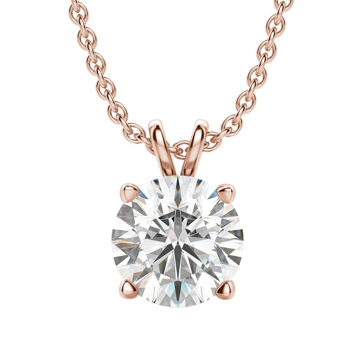 0.25-1.0 CT Round Solitaire F/VS Lab Grown Diamond Necklace