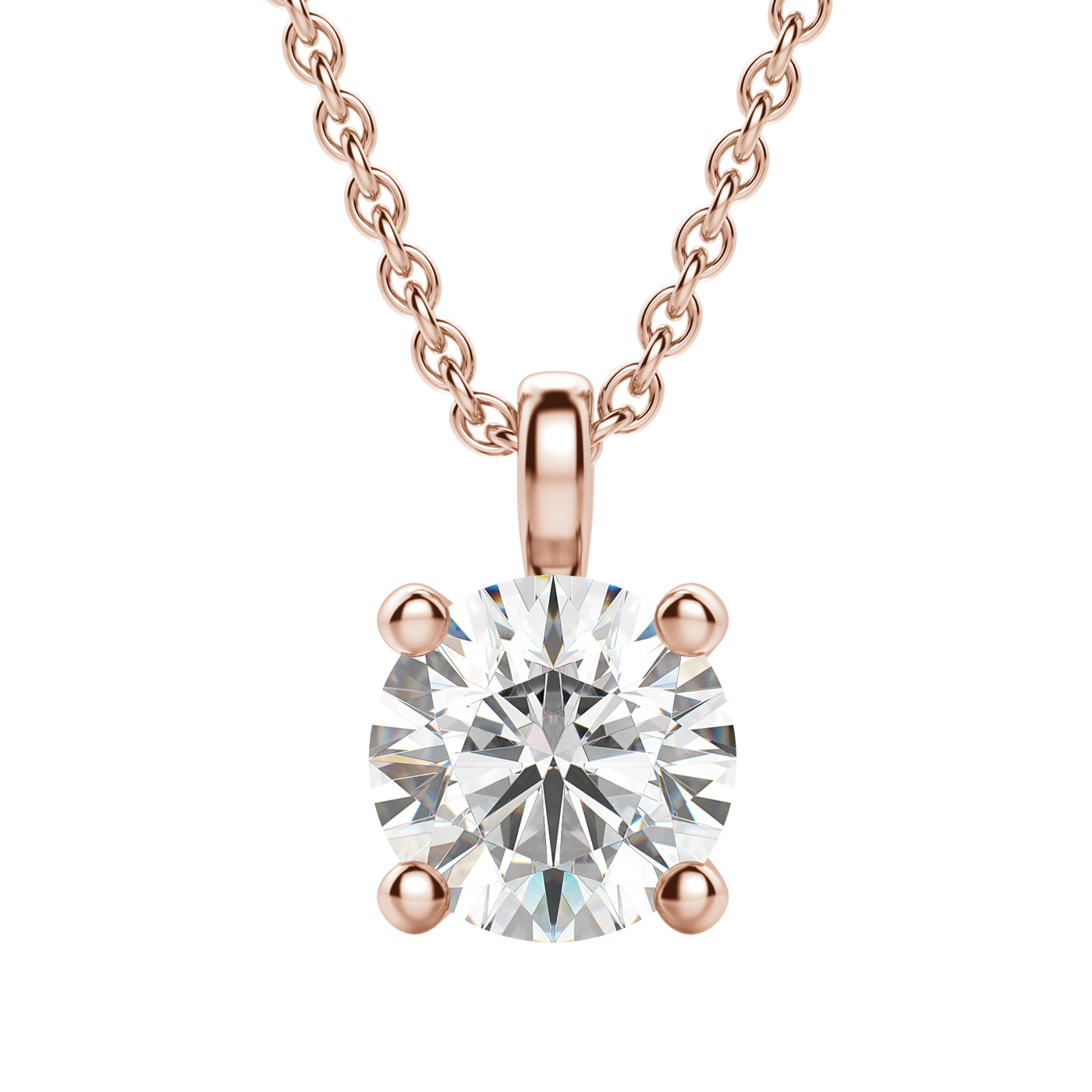0.25 CT-1.50 CT Round Solitaire F/VS Lab Grown Diamond Necklace