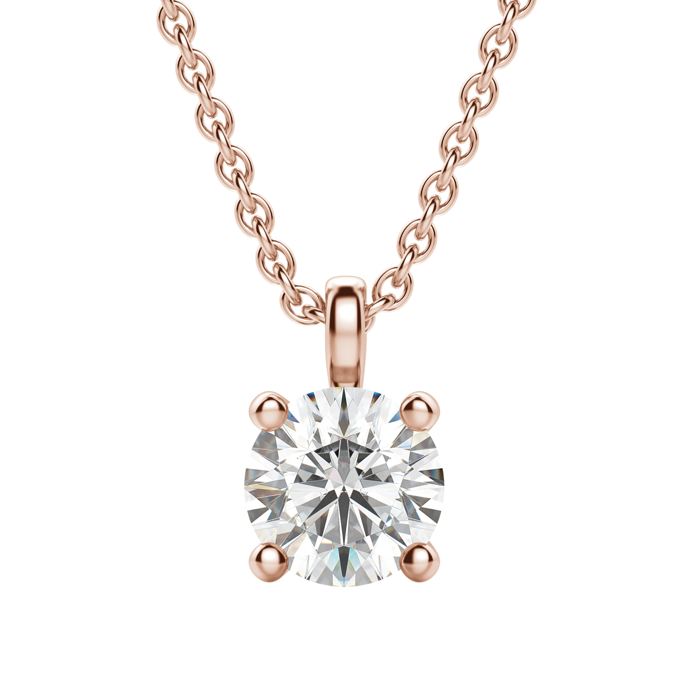 0.25 CT-1.50 CT Round Solitaire F/VS Lab Grown Diamond Necklace