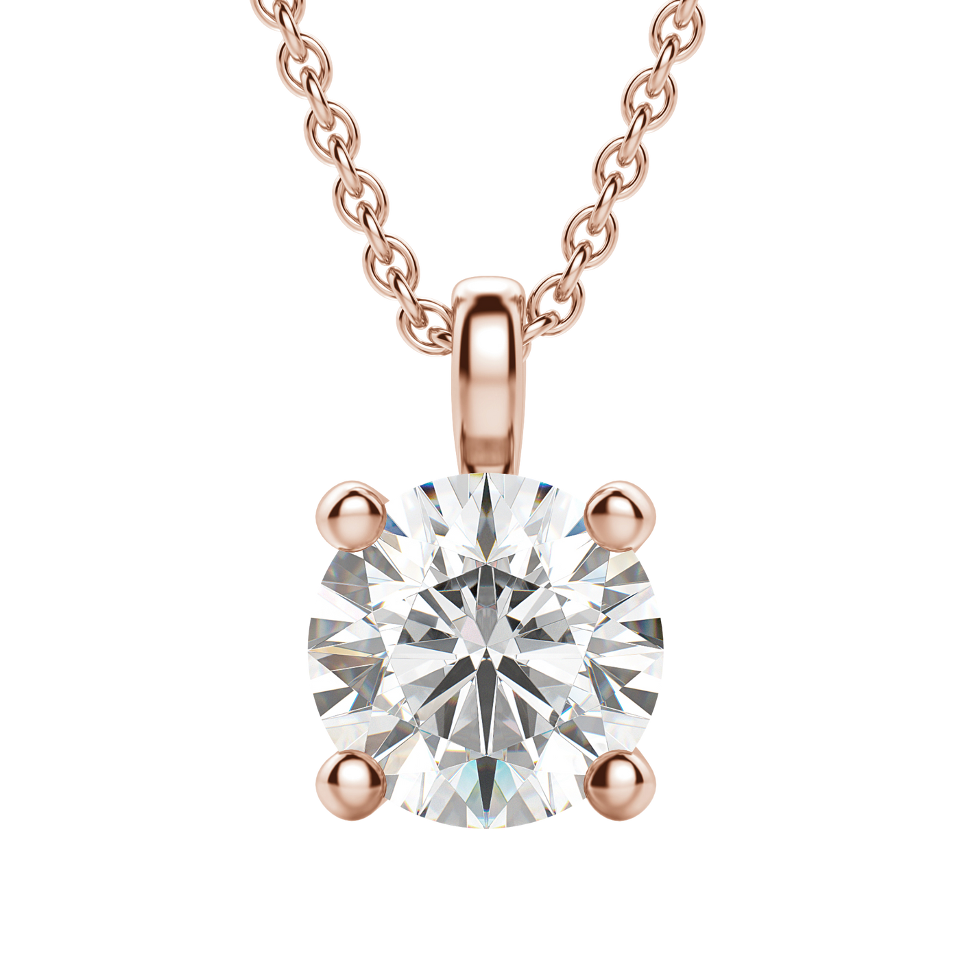 0.25-1.5 CT Round Solitaire F/VS Lab Grown Diamond Necklace