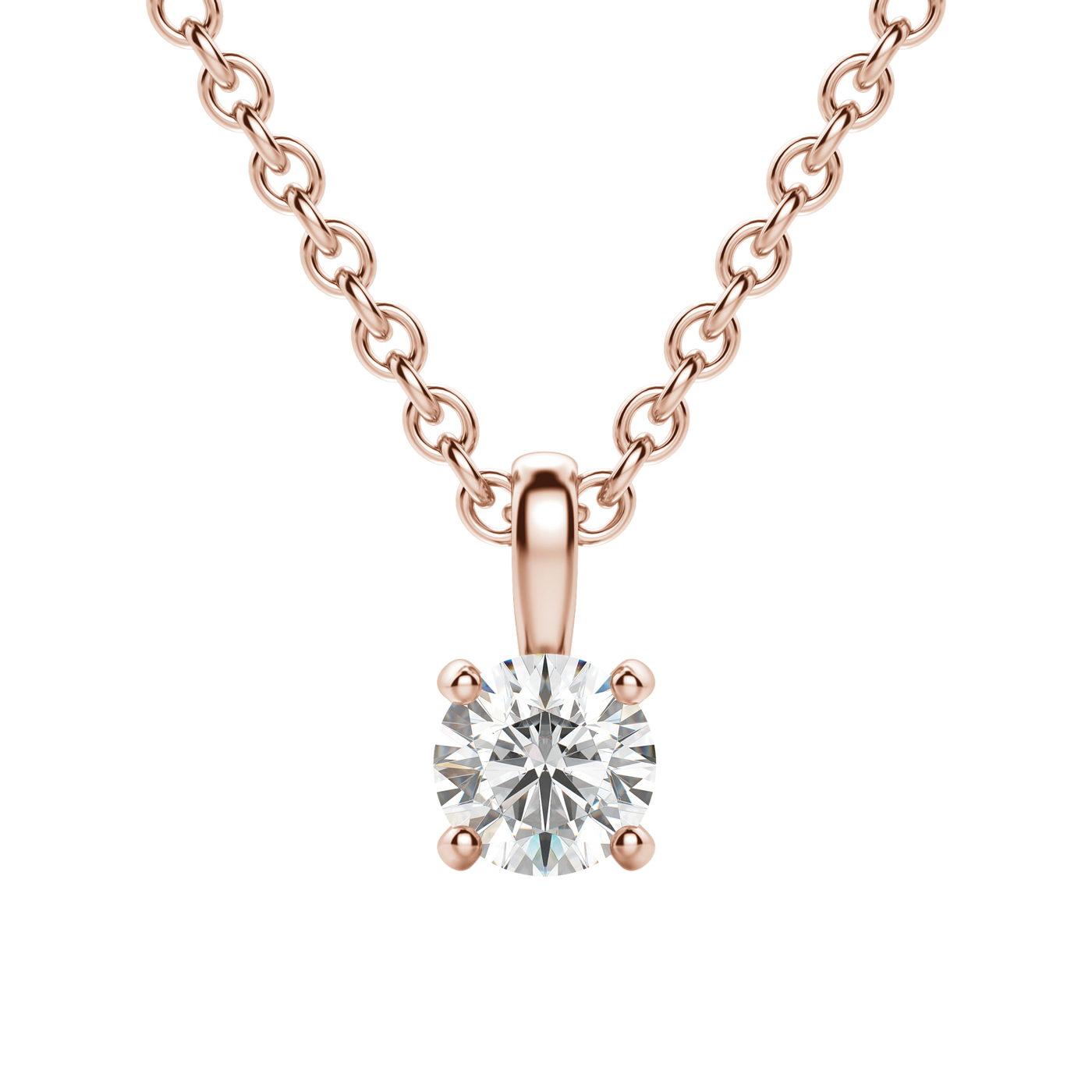 0.25 CT-1.50 CT Round Solitaire F/VS Lab Grown Diamond Necklace