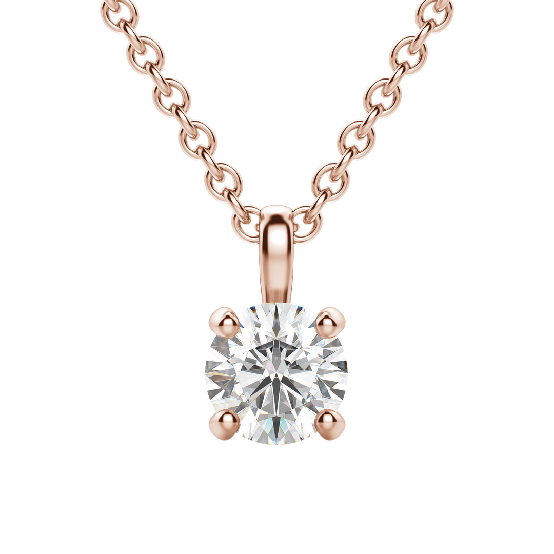 0.25 CT-1.50 CT Round Solitaire F/VS Lab Grown Diamond Necklace