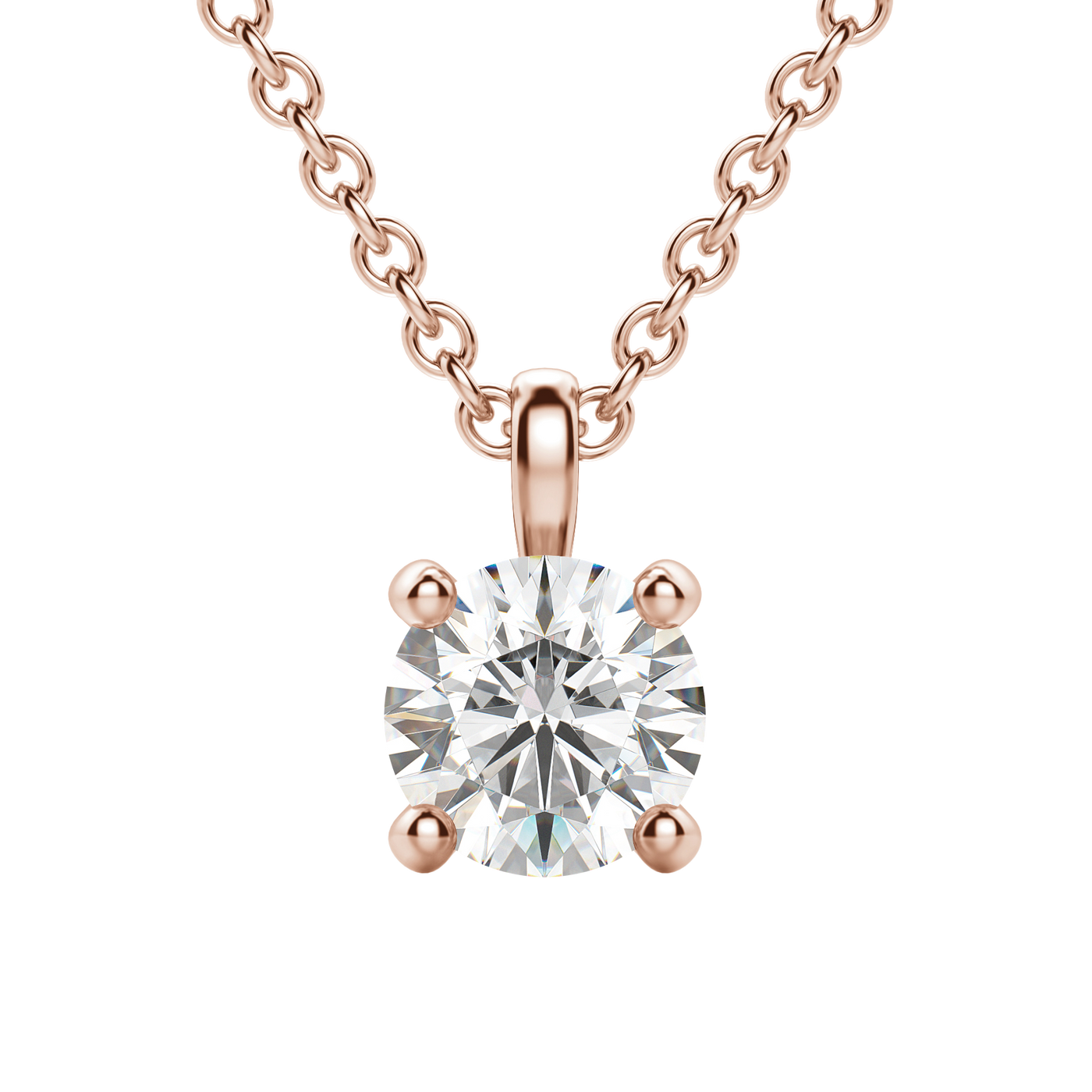 0.25 CT-1.50 CT Round Solitaire F/VS Lab Grown Diamond Necklace