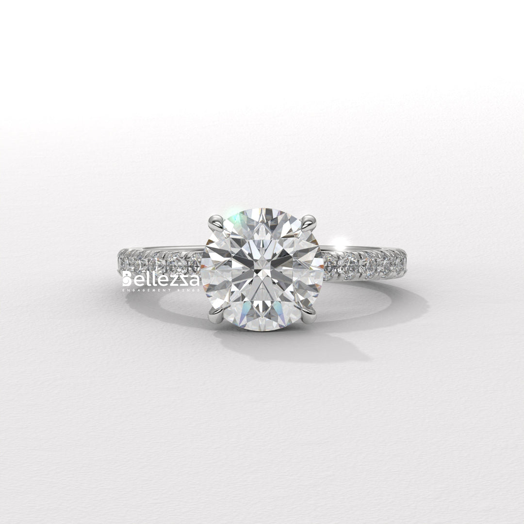 1.50-2.50CT Round Cut Hidden Halo Lab Grown Engagement Ring