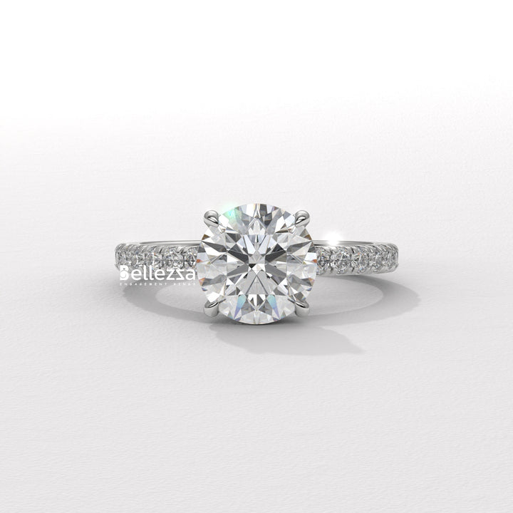 1.50-2.50CT Round Cut Hidden Halo Lab Grown Engagement Ring