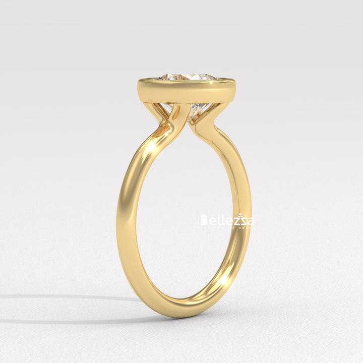 1.50-2.50CT Round Diamond Bezel Setting Lab Grown Engagement Ring