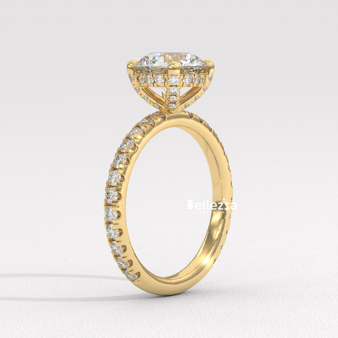 1.50-2.50CT Round Cut Lab Grown Diamond Pave Setting Engagement Ring