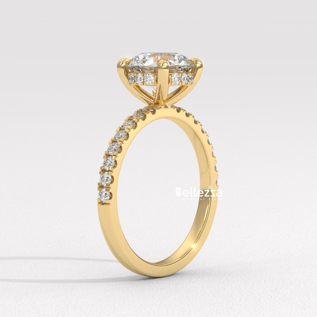 1.50-2.50CT Round Diamond Hidden Halo Pave Setting Lab Grown Ring