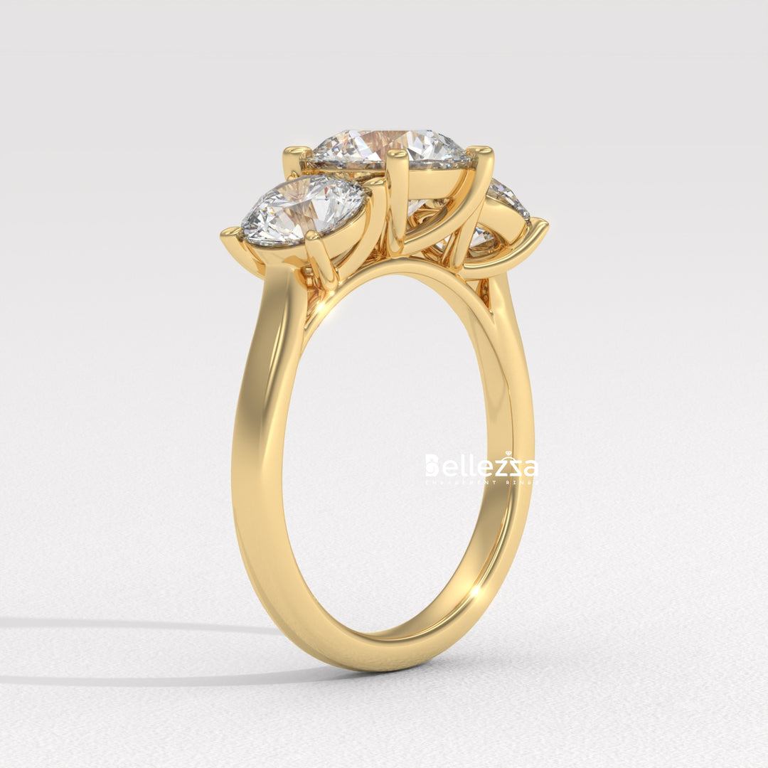1.50-2.50CT Round Diamond Three Stone Lab Grown Engagement Ring