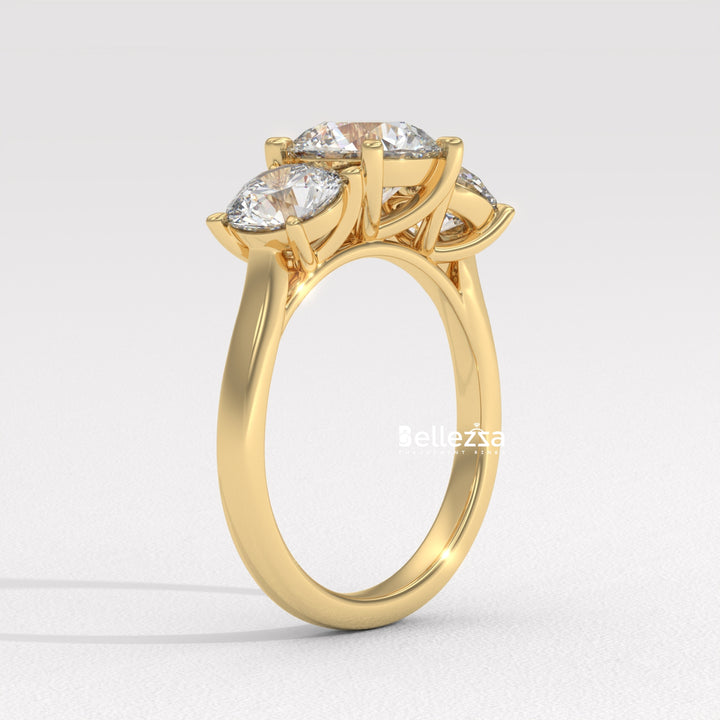 1.50-2.50CT Round Diamond Three Stone Lab Grown Engagement Ring