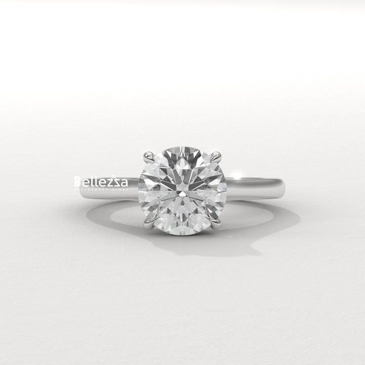 1.0-2.0CT Round Cut Hidden Diamond Lab Grown Engagement Ring