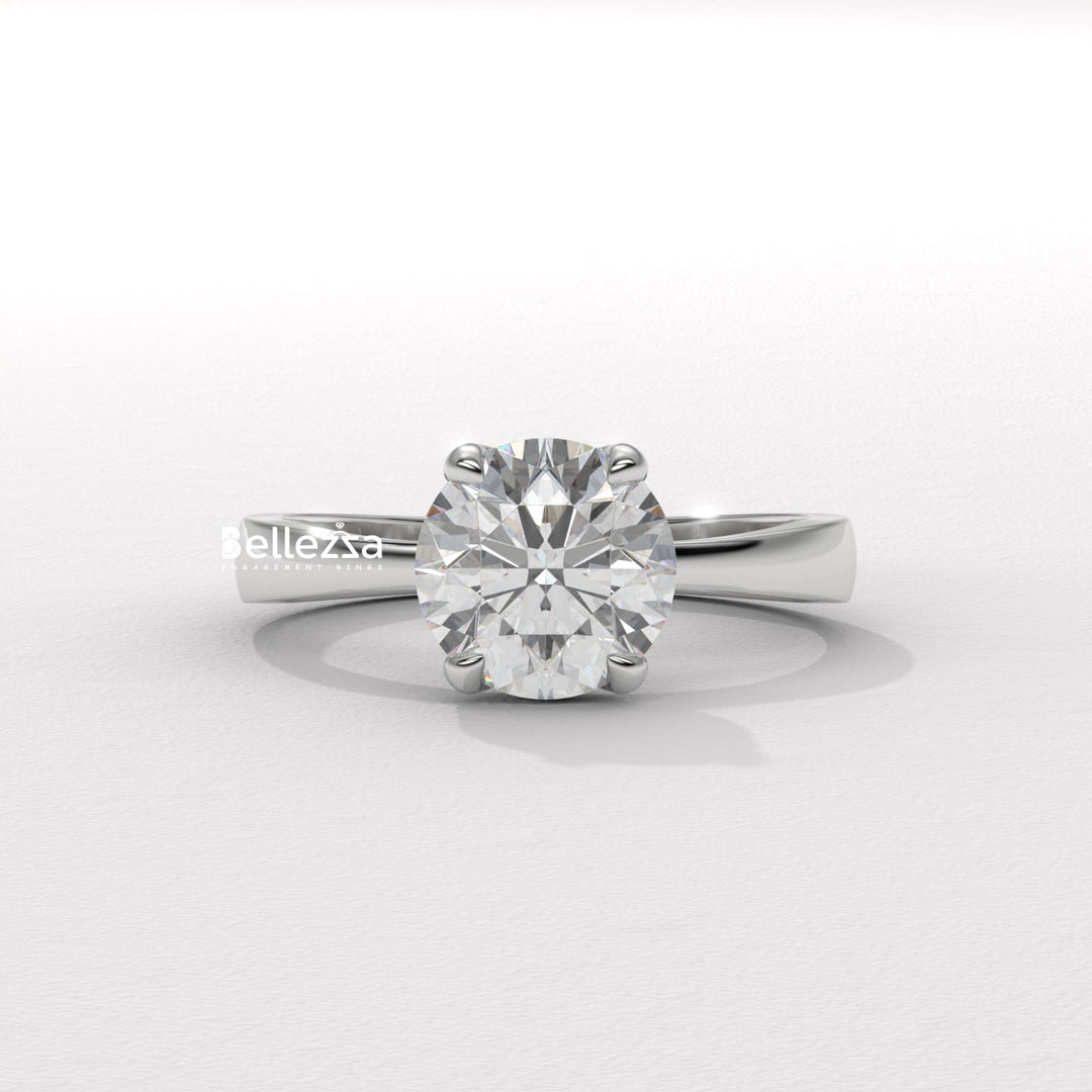 1.0-2.0CT Round Cut Hidden Halo CVD Diamond Engagement Ring