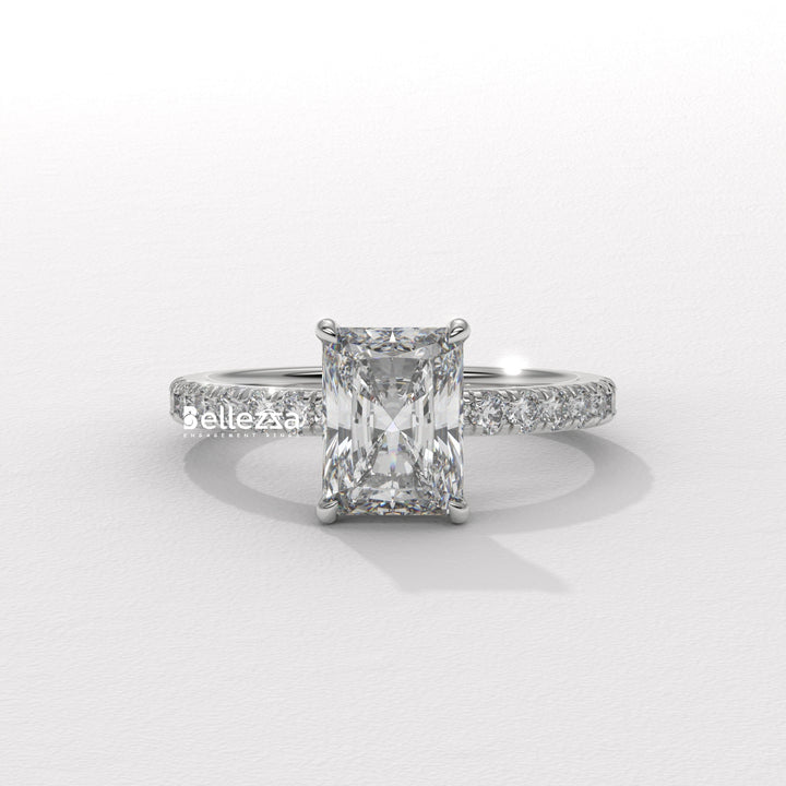 1.50-2.50CT Radiant Cut Hidden Halo Lab Grown Engagement Ring