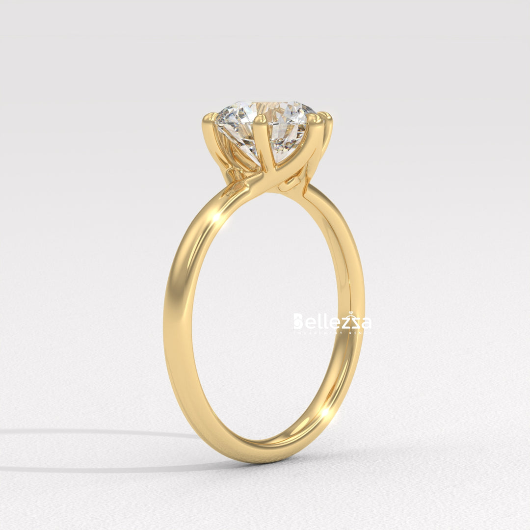 1.0-2.0CT Round Diamond Solitaire Lab Grown Engagement Ring