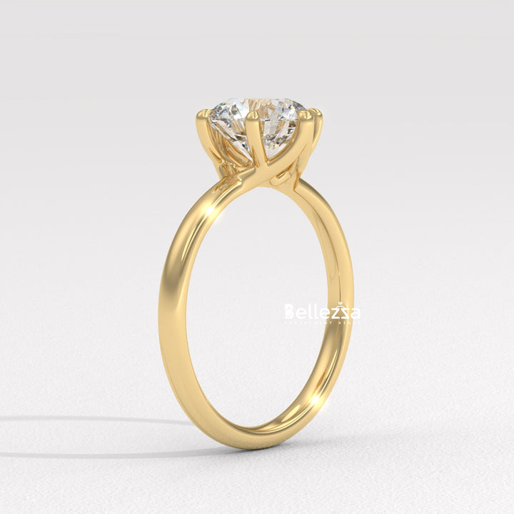 1.0-2.0CT Round Diamond Solitaire Lab Grown Engagement Ring