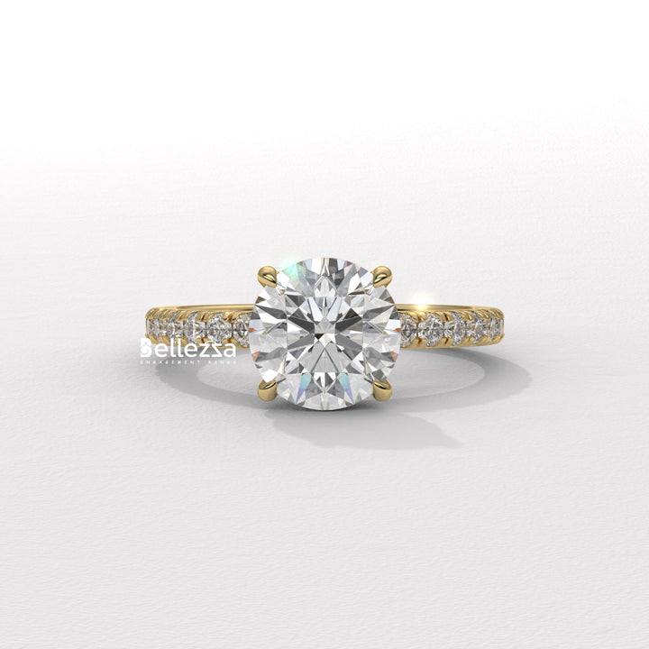 1.50-2.50CT Round Cut Hidden Halo Lab Grown Engagement Ring