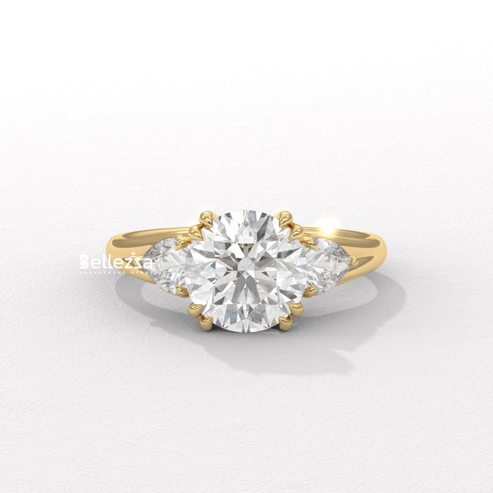 2.0-3.0CT Round Diamond Three Stone Lab Grown Engagement Ring